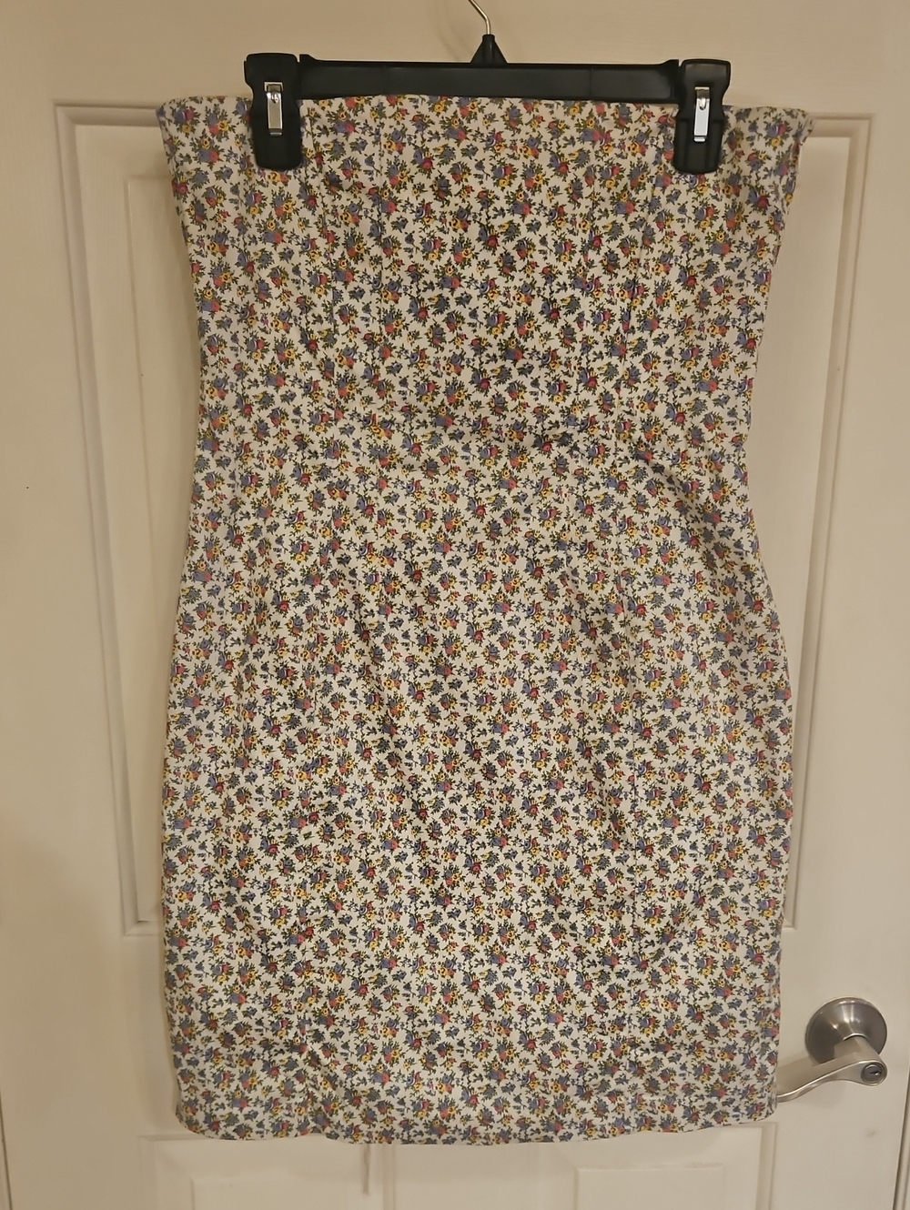 Vintage Y2K Betsey Johnson Strapless Corset Mini Ditsy Floral Wiggle Dress